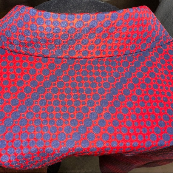 Michael Michael Kors Top Small Navy Red Womens Polka Dot Geometric Print Blouse - Picture 12 of 12